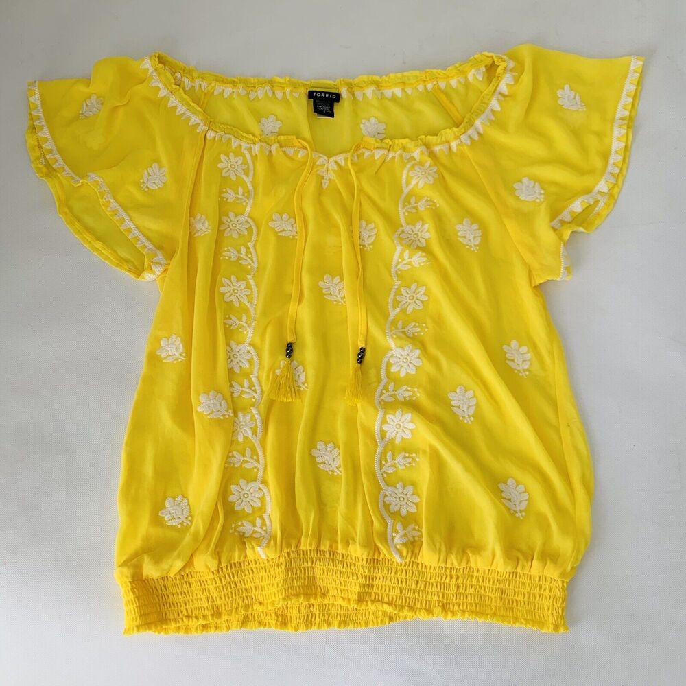 Torrid Yellow Floral Blouse - Picture 2 of 12